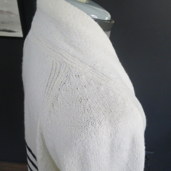 J.JILL Cozy Open Front Striped Long Line Cardigan Size XL Navy Nautical Stripe - Picture 4 of 12